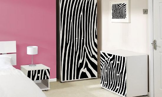 Expressive Furniture Zebra Design White Bedroom Furniture Set