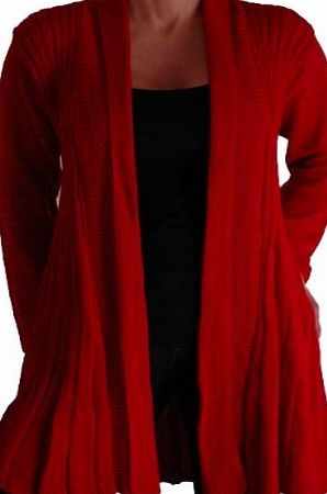 Eye Catch Colorado Open Front Knitted Draped Waterfall Cardigan One Size Red
