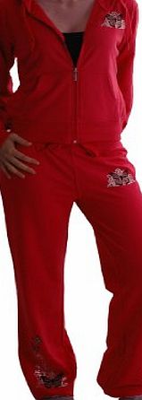Eye Catch EyeCatchClothing - Butterfly Womens Casual Leisure Tracksuit Red Large