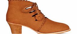 F-Troupe Tan scalloped suede heels