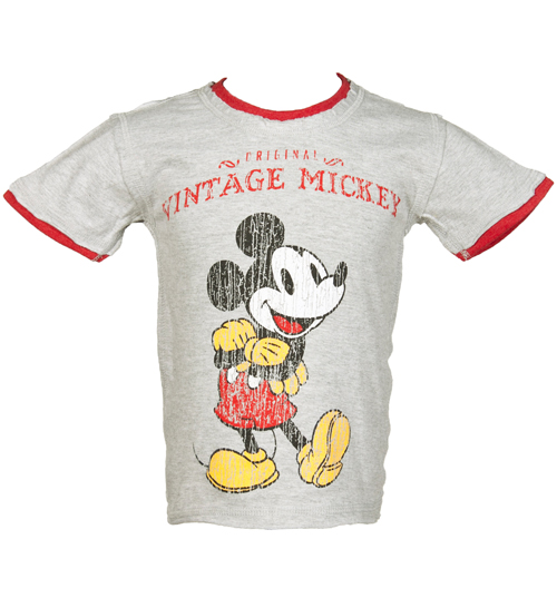 Kids Grey Vintage Mickey Mouse T-Shirt from