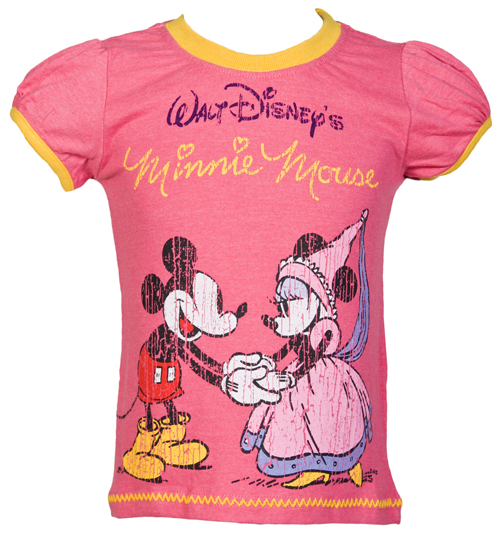 Kids Mickey And Minnie Pink T-Shirt from Fabric