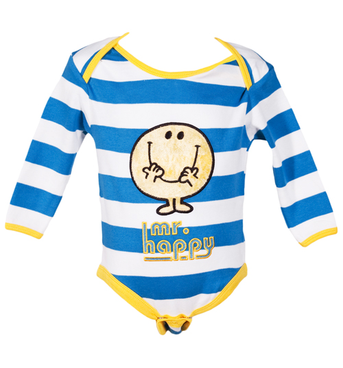 Kids Mr Happy Stripe Babygrow from Fabric Flavours