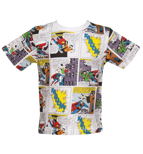 Kids Multi Retro Superman Comic Strip T-Shirt