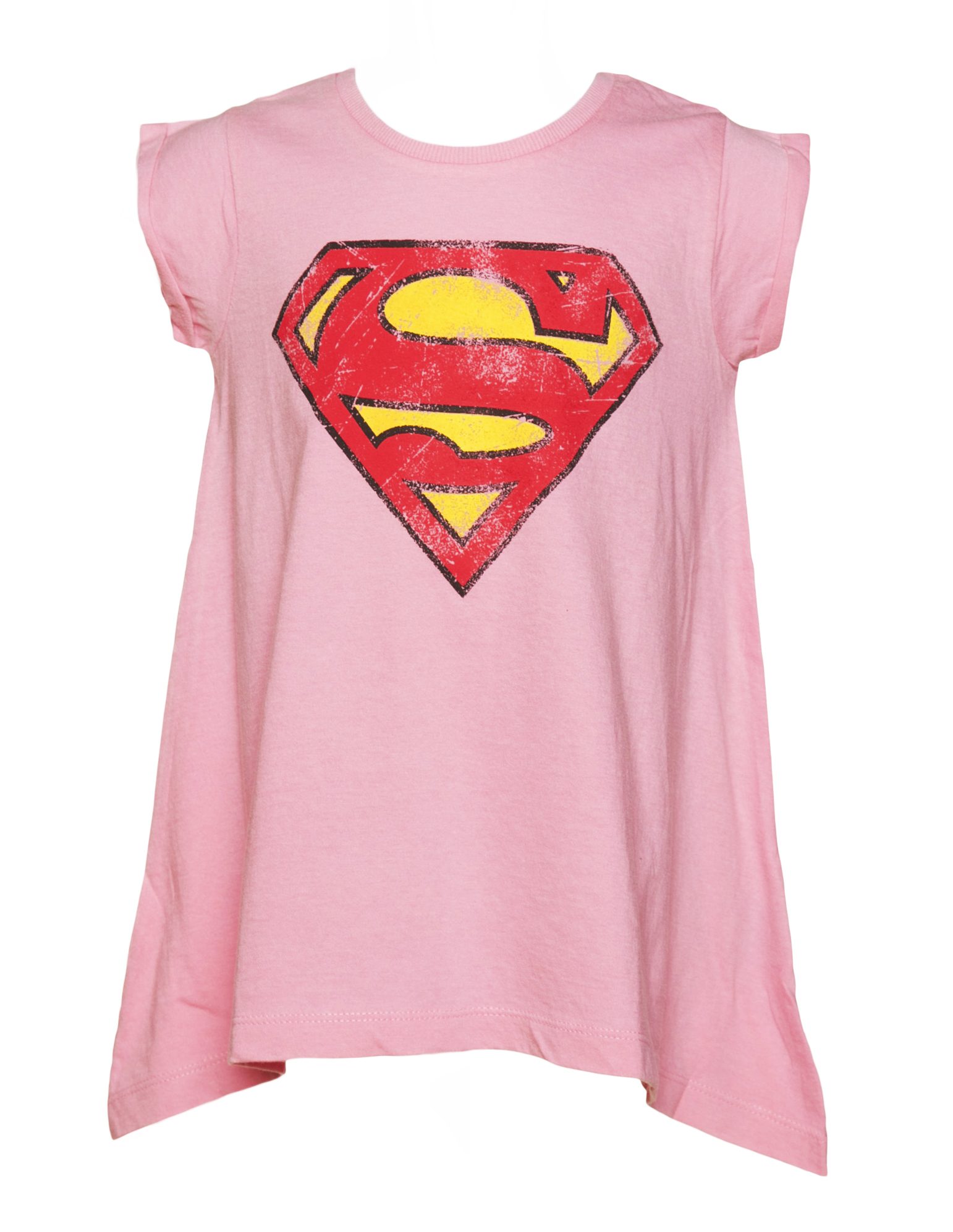 Kids Pink Draped Hem Supergirl T-Shirt from