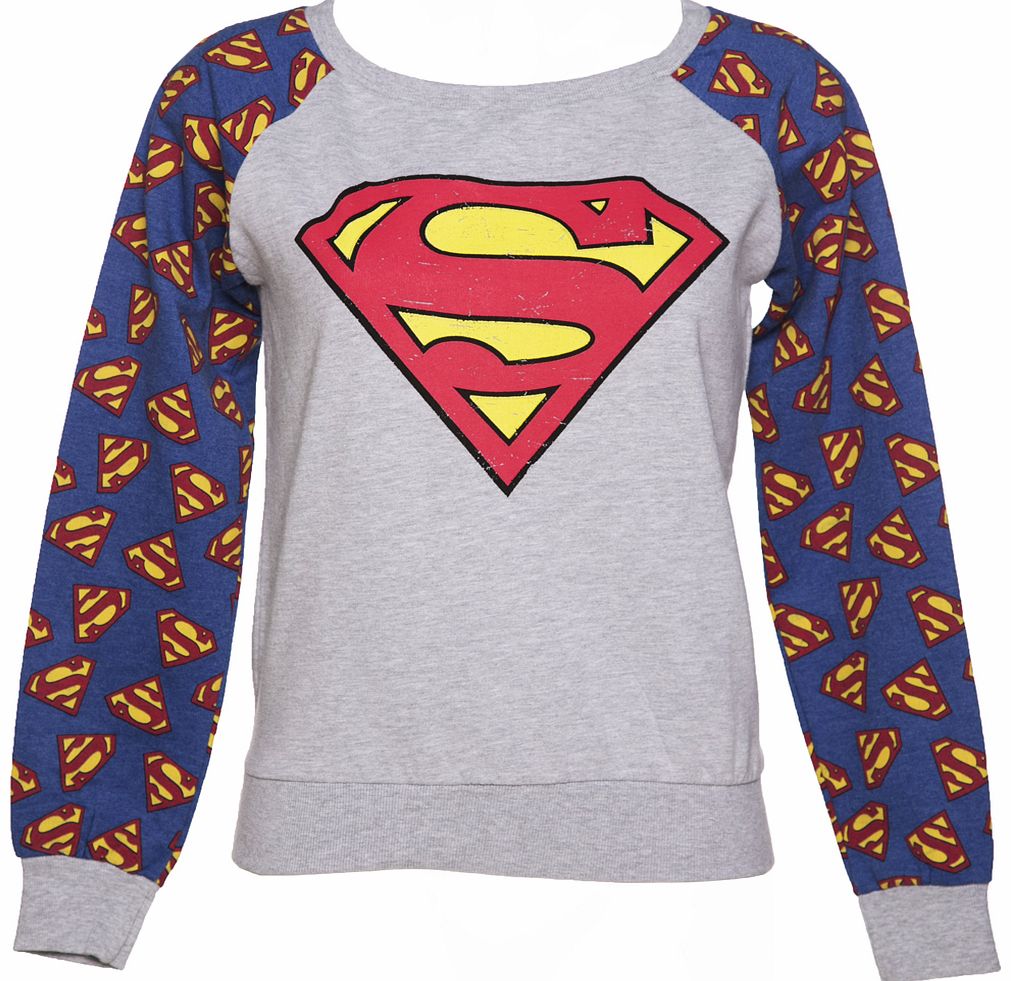 Ladies Grey Marl Superman Logo Sweater from