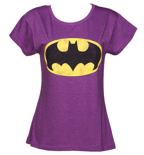 Ladies Purple Scoop Neck Batman T-Shirt from