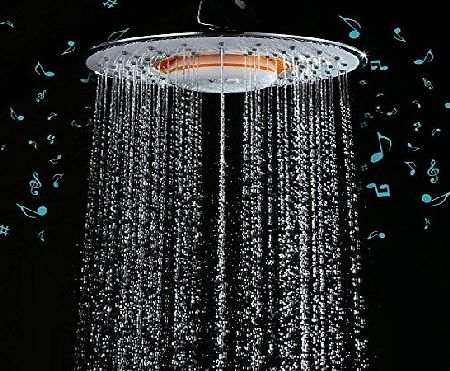  8`` ABS Rain Shower Head Wireless Speaker Bluetooth Phone Chrome Music