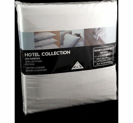 Factory2u 200 TC Egyptian Cotton Off White Double Bed Size Duvet Cover   2 x Pillowcases Bedding Set