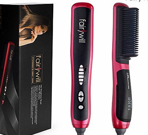 Fairywill Hair Straighteners Ceramic hair straightening brush Fairywill Electric Straightener Comb Travel Flat Iron Professional Styling Fast Heating Temperature Control LED Indication Straightening and Curling