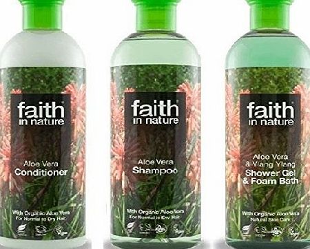 Faith In Nature Aloe Vera Shampoo, Conditioner amp; Shower Gel Trio