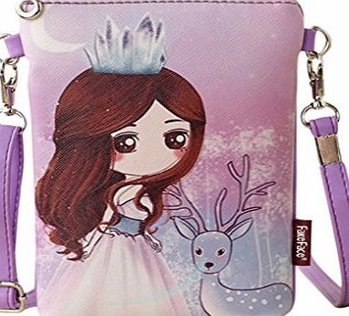 FakeFace Teens Girls Kids Students Novelty Cartoon PU Leather Mini Shoulder Bags Crossbody Bags Cell Phone Case Holder Small Wallet Purse Cash Key Coin Pouches Clutch Handbag Purple