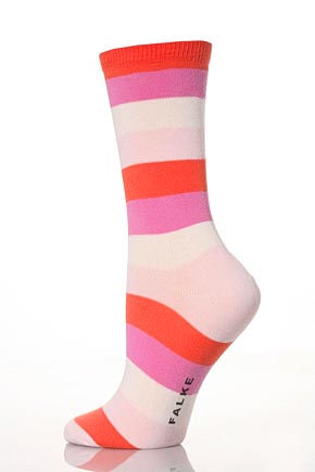 Falke Ladies 1 Pair Falke Block Stripe Socks In 17 Colours Powder Blue