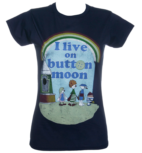 Ladies Navy I Live On Button Moon T-Shirt from