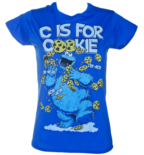 Ladies Royal Blue C Is For Cookies Sesame Street