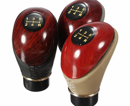 FamilyMall TM) Auto Car Motor Gear Shift Lever Gear Knob Shifter Manual PU Leather For 5 Speed