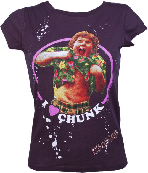 Black I Love Chunk Ladies Goonies T-Shirt from