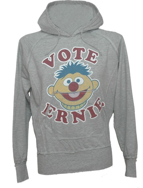 Men` Grey Vote Ernie Sesame Street Hoodie from Famous Forever