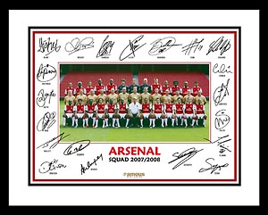 Arsenal squad 2007-08 facsimile signatures display