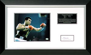 Muhammad Ali signature with photo and plaque