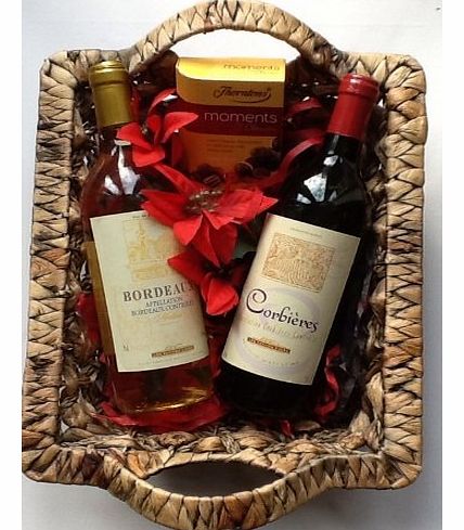 Deluxe French Red & White Wine & Thorntons Moments Hamper for 2 - free gift wrapping