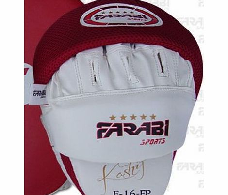 Farabi Sports Focus Pads, Hook amp; Jab Mitts, Boxing Training Pads, Tough synthetic leather curved by Farabi
