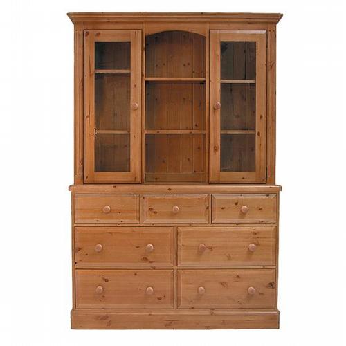 Farmhouse Occasional Pine Furniture Sideboard 4` with Drawers and Glazed Top