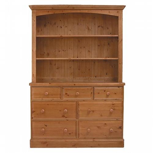 Farmhouse Occasional Pine Furniture Sideboard 4` with Drawers and Open Top
