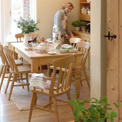 Farmhouse Pine 183cm Dining Table with 6 Chairs