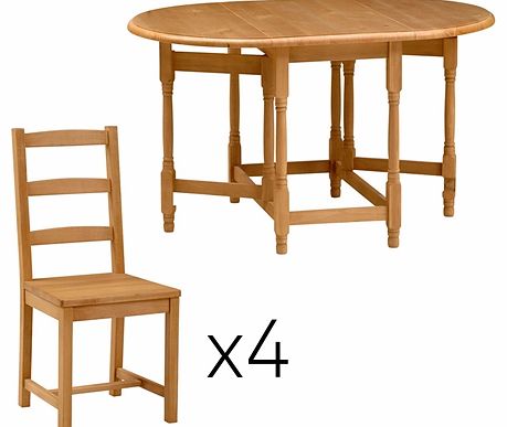 Gateleg Dining Set with 4 Chairs