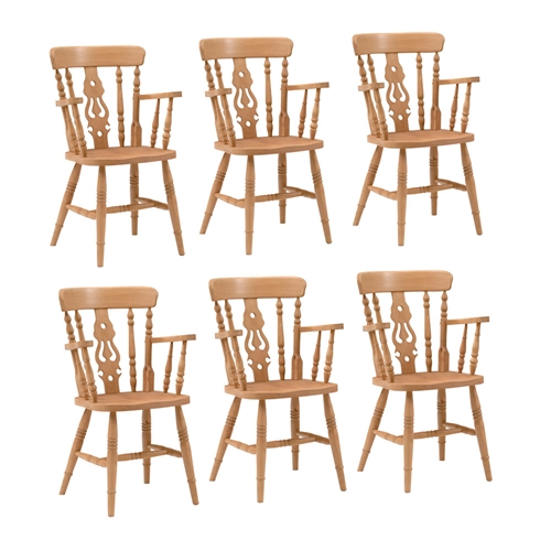 Set of 6 Fiddleback Carver Chairs