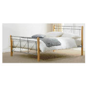 Double Bed, Silver & Wood And Simmons
