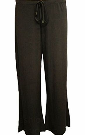 FASHION FAIRIES NEW LADIES PLUS SIZE PALAZZO TROUSERS BAGGY FLARED WOMENS WIDE LEG PAINTS 12-30[BLACK,UK 22-24]