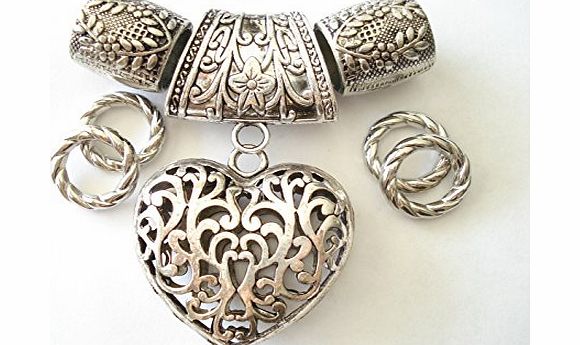 Fashion Jewellery Scarf Jewellery Pendant Heart Floral Scarf Necklace Metal Sold Per Set