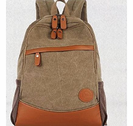 FASHION PLAZA  2014 super cool and easy design-school style Unisex backpack ready for school camping trip laptop multifunction bag of canvas several colors C5013 (khaki)