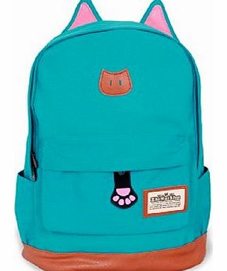  2014 super sweet cat ear design middle school style ladies lady girls backpack for school camping trip laptop multifunction bag of canvas several colors C5004 (light blue)