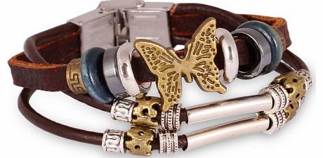 FASHION PLAZA  Butterfly Vintage Punk Leather Bracelet 7.3`` L103