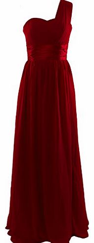 FASHION PLAZA  One-shoulder Chiffon Empire-line Bridesmaid Formal Evening Prom Party Dress D0126 (UK6, Wine Red)
