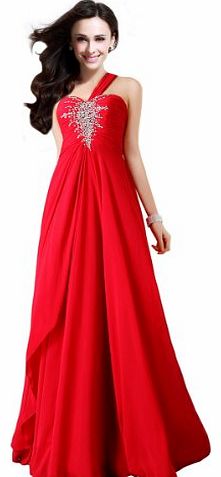 FASHION PLAZA  One-shoulder Sequins Gown Bridal Cocktail Bridesmaid Prom Evening Party Dress D0099 (UK16, Red)