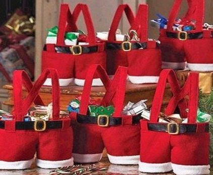 FASHION PLAZA  Stylish High Quality New Christmas gift bags wedding holiday new year candy day Christmas Gifts Decoration Christmas Wedding Candy Bags Lovely Gifts For Children Santa pants style Christ