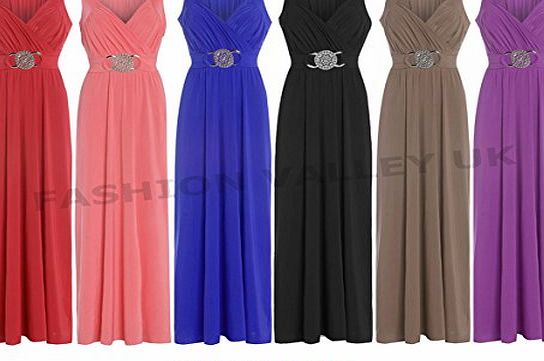 Fashion Valley Formal Bridesmaid Gown Ball Party Cocktail Evening Prom Long Buckle Maxi Dress UK M/L 12-14 Royal Blue