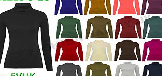 Fashion Valley Womens Plain Long Sleeve Turtle Polo Neck Top Ladies Roll Neck Top Jumper 8-26 UK L/XL 16-18 White