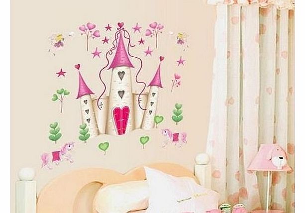 Fashion Wall Art Wall Stickers Art Large Princess Fairy Castle Wall Stickers Wall Decals Kids Bedroom Nursery