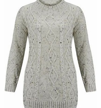 (M) WOMENS LONG SLEEVE CHUNKY DIAMOND CABLE KNITTED LADIES JUMPER SWEATER KNIT TOP | NEP - Chunky cable knit LONG jumper | SM 8/10