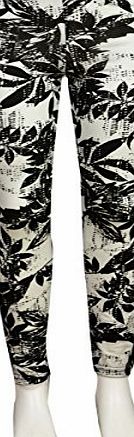 FAST TREND CLOTHING New Girls Kids Tween Black and White Legging Range Age 7-13 Years (11-12, Floral)