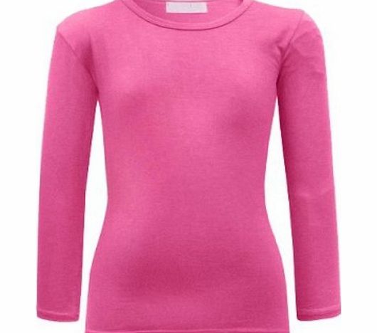 FAST TREND CLOTHING NEW Girls Plain Full Sleeve Top Shirt Size Age 7-13 Years (13, Cerise)