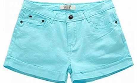 New Womens Casual Candy Colour Shorts Short Jeans Pants Light blue