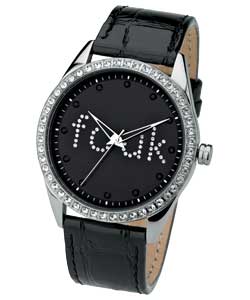 fcuk Ladies Black Strap Oversize Dial Watch