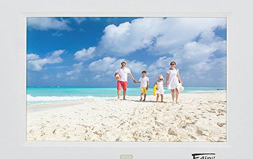Fding 8-Inch Support 32GB SD Card Hi-Res LED Digital Photo Frame 4:3 Wide Screen with Clock/Calendar Function, White