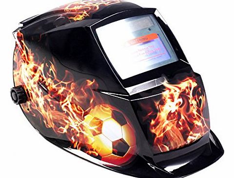 FDS Auto Darkening Welding Helmet Mask Welders Arc Tig Mig Grinding Solar Powered (Football Flame)